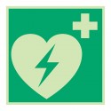 Segnali di salvataggio "Defibrillatore", 7.5 x 7.5 cm