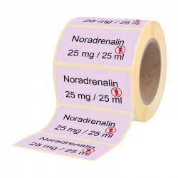 Etiketten für Stechampullen Noradrenalin 25 mg