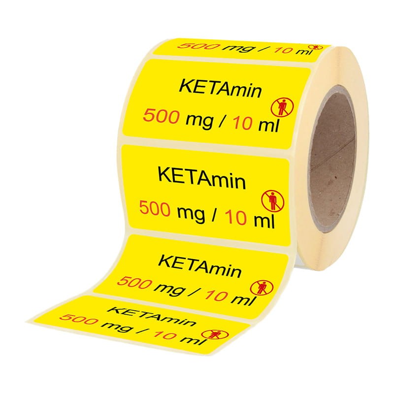 Etiketten für Stechampullen Ketamin 500 mg