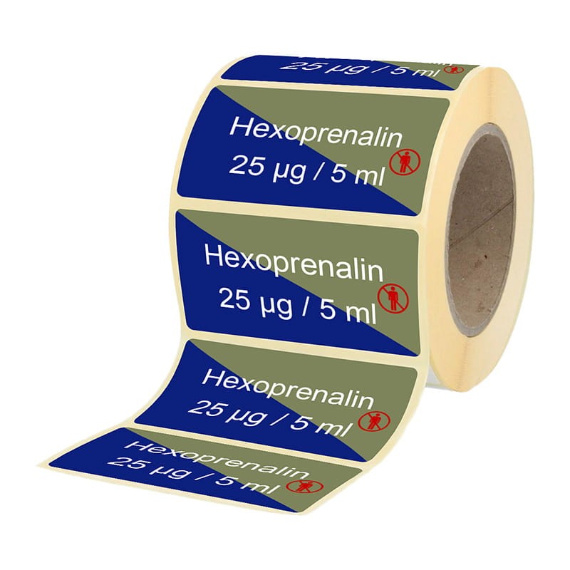 Etiketten für Brechampullen Hexoprenalin  25 µg 5 ml