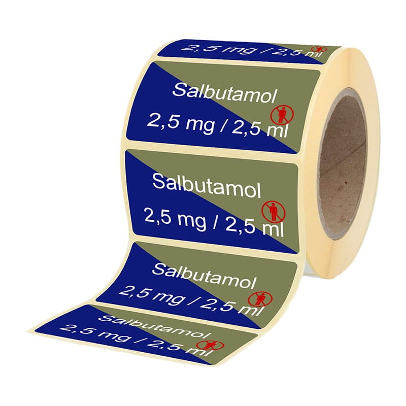 Etiketten für Phiolen Salbutamol 2.5 mg
