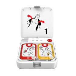 Defibrillator Lifepak CR2, Halbautomat, 2-sprachig, offen mit Elektroden